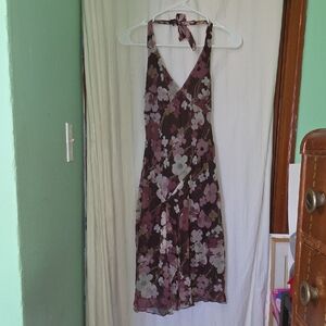 Vintage Y2k Halter Neck Floral Dress
